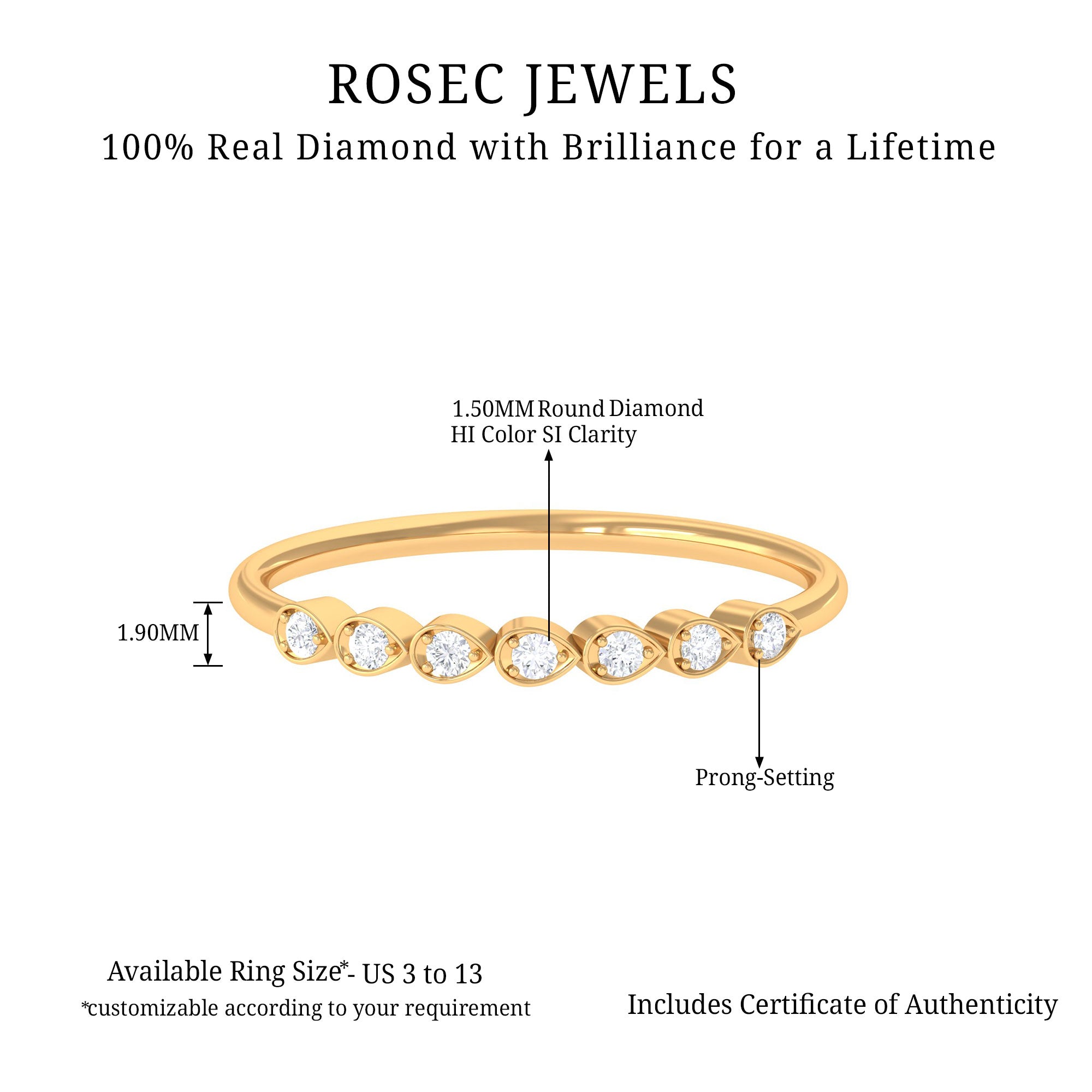 Rosec Jewels-Simple Diamond Seven Stone Stackable Ring