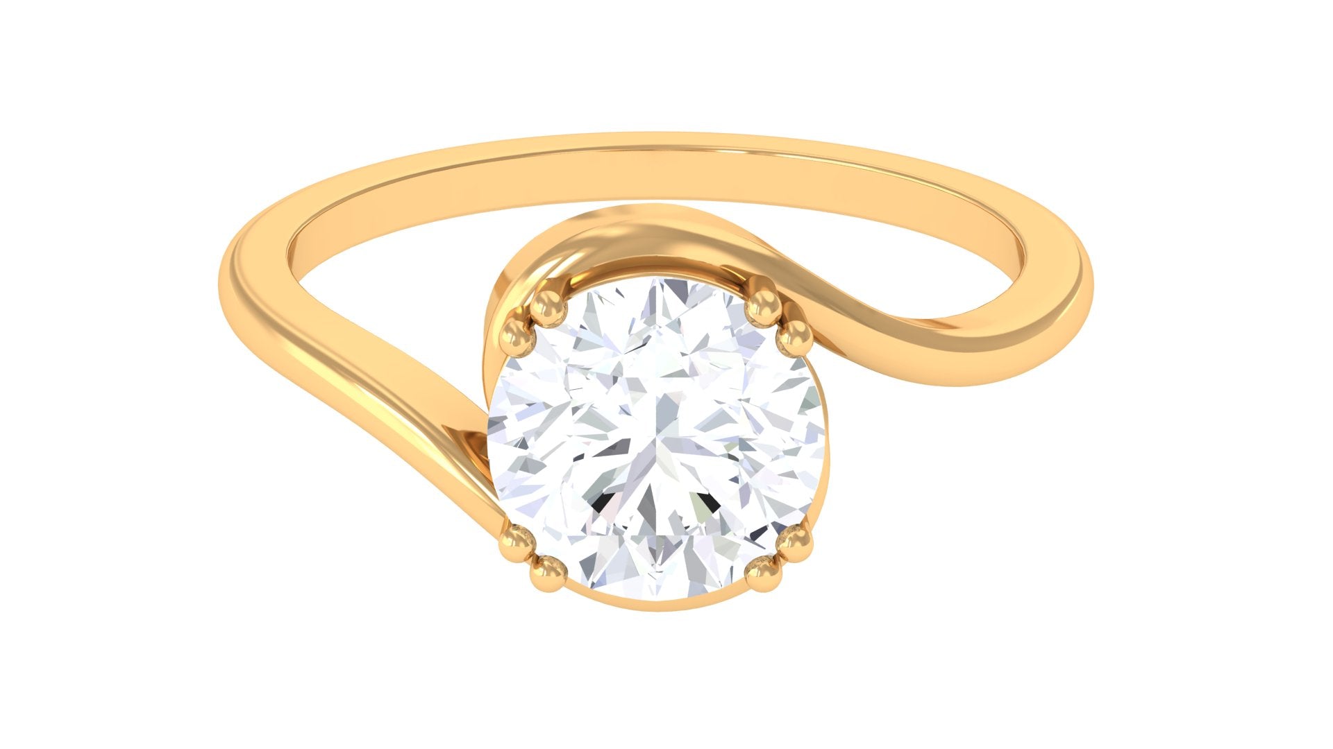 2 CT Round Moissanite Bypass Engagement Ring in Gold Moissanite - ( D-VS1 ) - Color and Clarity - Rosec Jewels