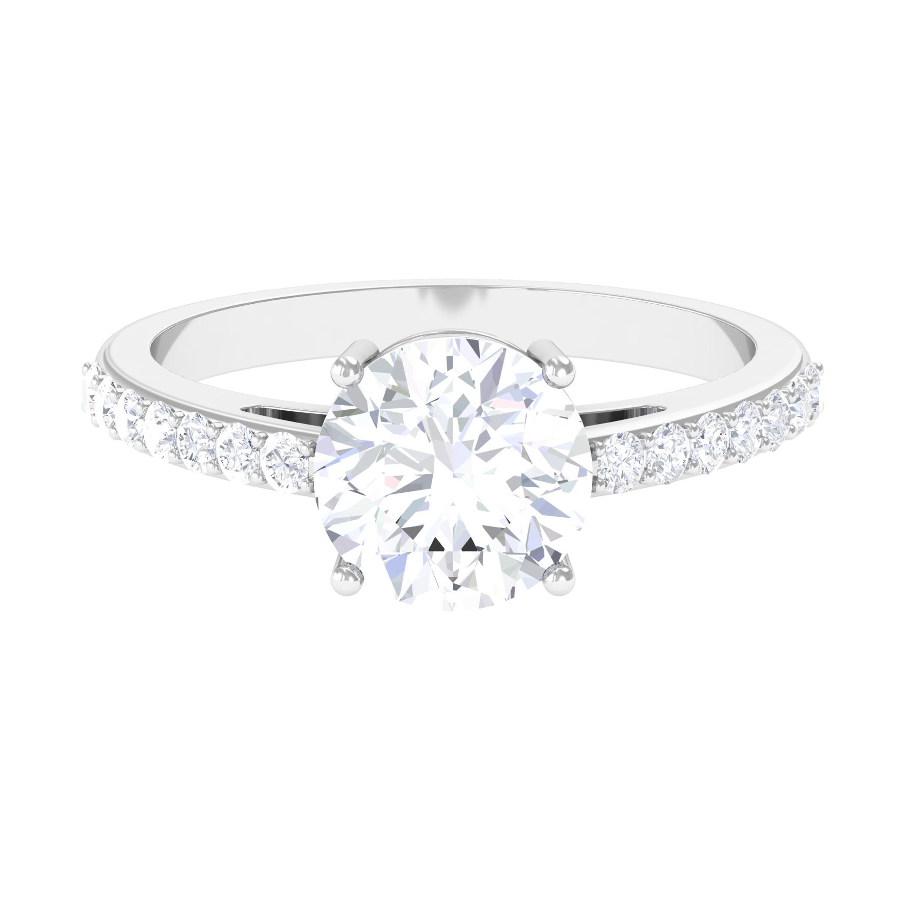 Rosec Jewels-3 CT Round Shape Certified Moissanite Solitaire Engagement Ring