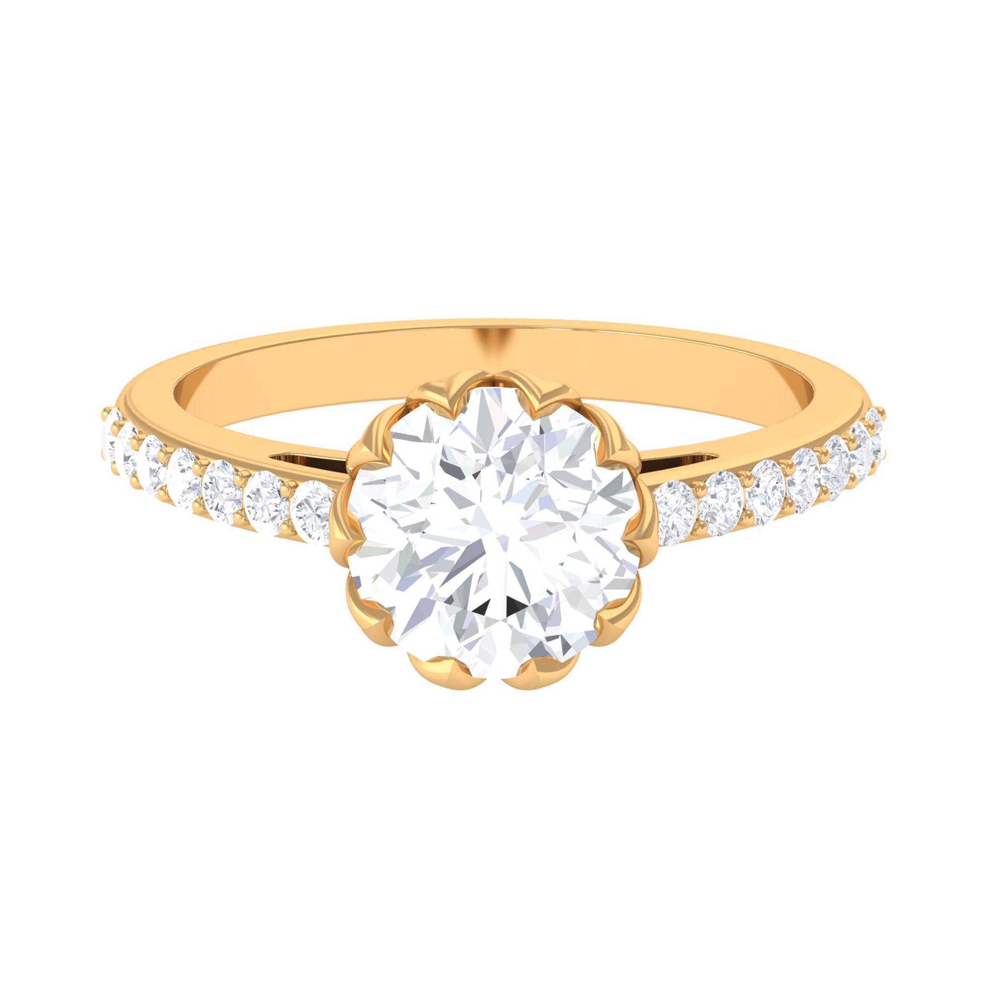 Rosec Jewels-Certified Moissanite Flower Engagement Ring