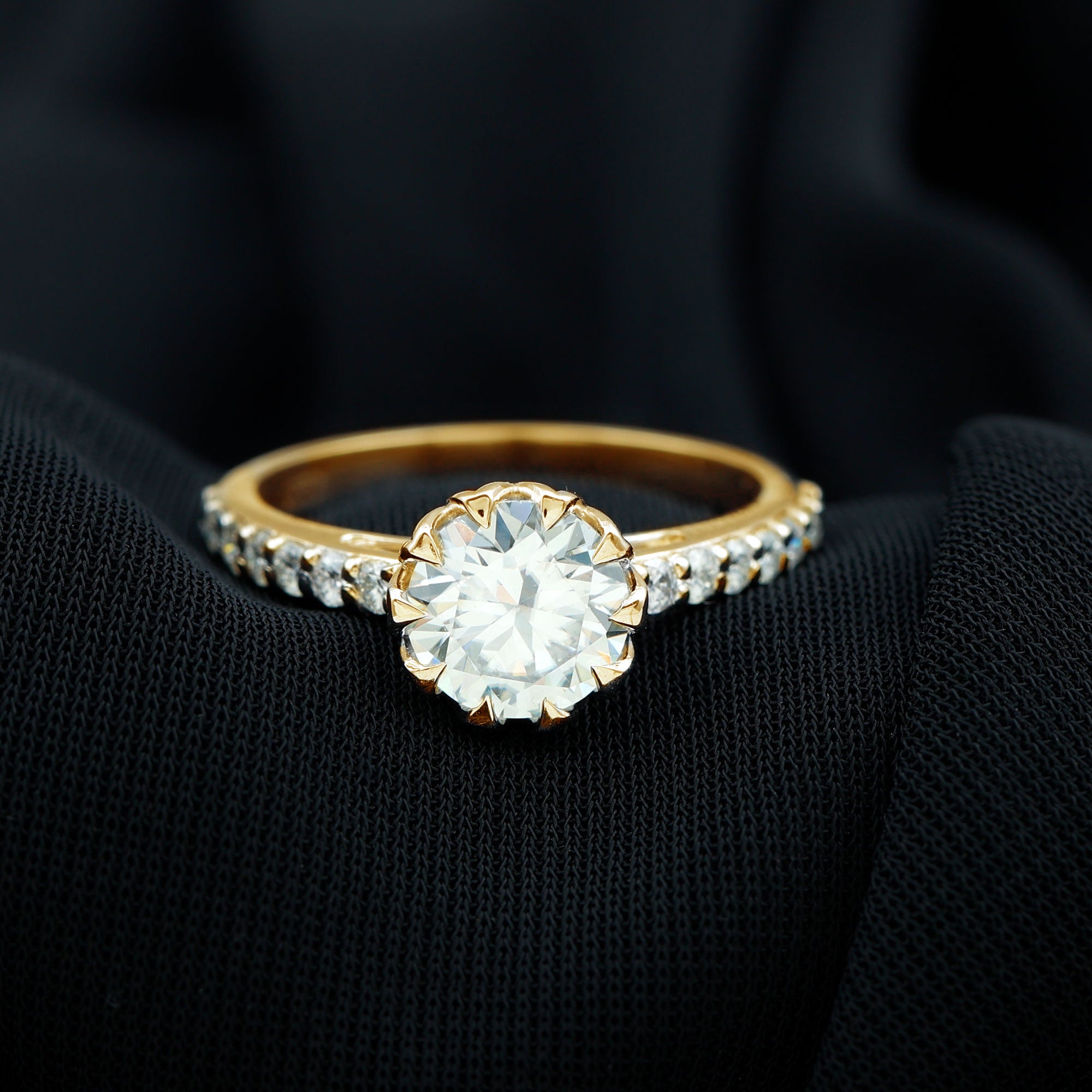 Rosec Jewels-Certified Moissanite Flower Engagement Ring