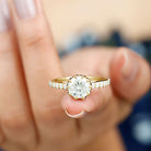 Rosec Jewels-Certified Moissanite Flower Engagement Ring