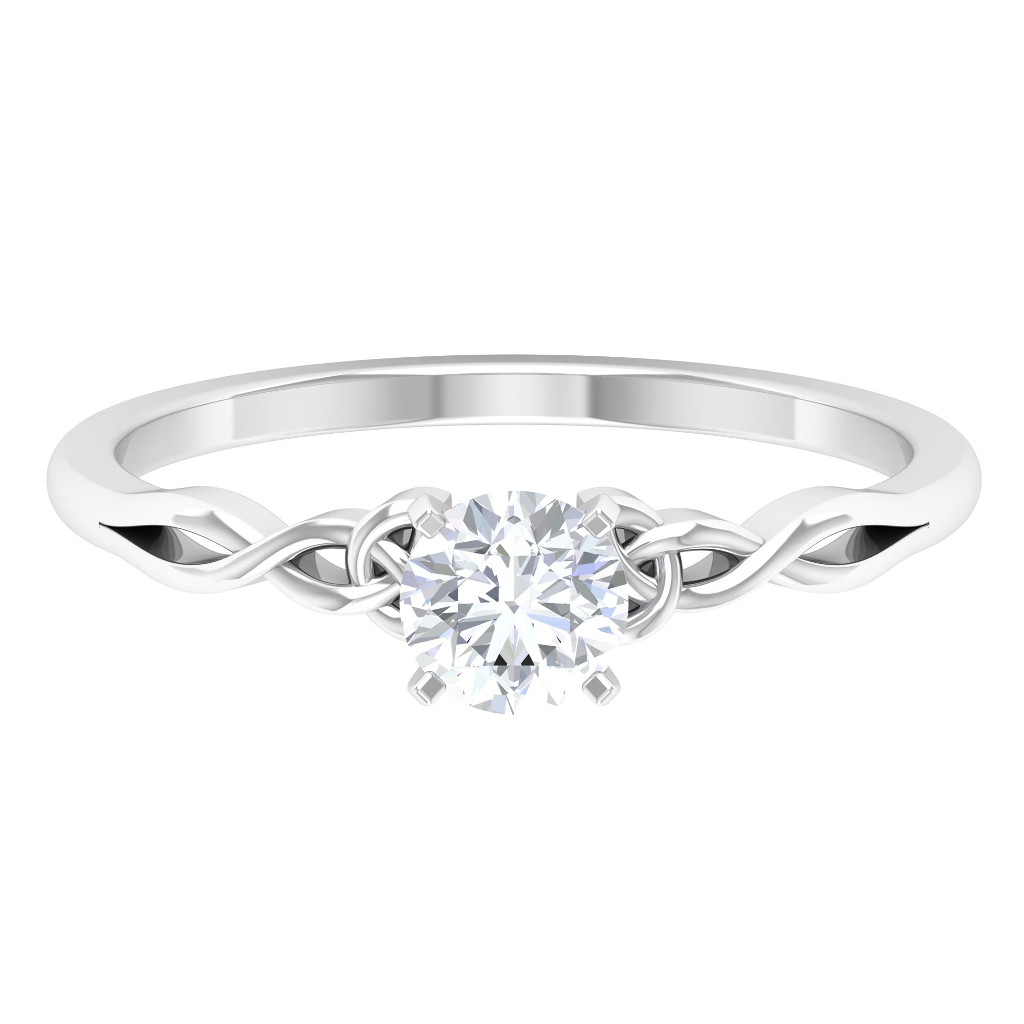 Rosec Jewels-Round Moissanite Solitaire Celtic Promise Ring