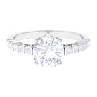 Rosec Jewels-Solitaire Moissanite Engagement Ring with Side Stones