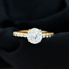 Rosec Jewels-Solitaire Moissanite Engagement Ring with Side Stones