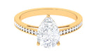 Rosec Jewels-Pear Cut Solitaire and Hidden Moissanite Ring with Channel Set Side Stones