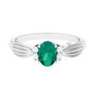 Rosec Jewels-Oval Emerald Solitaire Engagement Ring with Diamond Accent