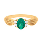 Rosec Jewels-Oval Emerald Solitaire Engagement Ring with Diamond Accent