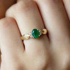 Rosec Jewels-Oval Emerald Solitaire Engagement Ring with Diamond Accent