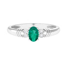 Rosec Jewels-Oval Emerald Solitaire Engagement Ring with Diamond