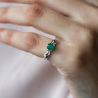 Rosec Jewels-Oval Emerald Solitaire Engagement Ring with Diamond