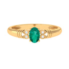 Rosec Jewels-Oval Emerald Solitaire Engagement Ring with Diamond