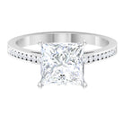 Rosec Jewels-3 CT Four Prong Set Solitaire Moissanite Ring with Channel Set Side Stones