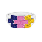 Rosec Jewels-Emerald Cut Multi Created Sapphire Cluster Cocktail Ring