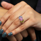 Rosec Jewels-Emerald Cut Multi Created Sapphire Cluster Cocktail Ring