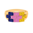 Rosec Jewels-Emerald Cut Multi Created Sapphire Cluster Cocktail Ring