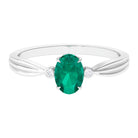 Rosec Jewels-Oval Emerald Solitaire Ring with Diamond