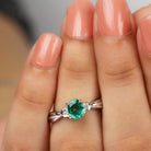 Rosec Jewels-Oval Emerald Solitaire Ring with Diamond