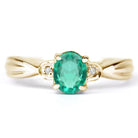 Rosec Jewels-Oval Emerald Solitaire Ring with Diamond