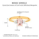 Rosec Jewels-Emerald Cut Morganite Solitaire Engagement Ring with Diamond Trio