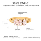 Rosec Jewels-Oval Cut Morganite Three Stone Engagement Ring with Diamond