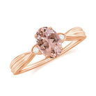 Rosec Jewels-3/4 CT Oval Cut Morganite Solitaire Ring with Diamond