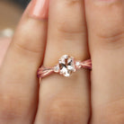 Rosec Jewels-3/4 CT Oval Cut Morganite Solitaire Ring with Diamond