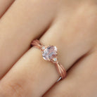 Rosec Jewels-3/4 CT Oval Cut Morganite Solitaire Ring with Diamond