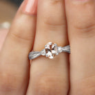 Rosec Jewels-3/4 CT Oval Cut Morganite Solitaire Ring with Diamond