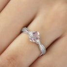 Rosec Jewels-3/4 CT Oval Cut Morganite Solitaire Ring with Diamond