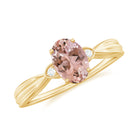 Rosec Jewels-3/4 CT Oval Cut Morganite Solitaire Ring with Diamond