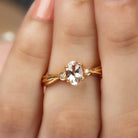 Rosec Jewels-3/4 CT Oval Cut Morganite Solitaire Ring with Diamond