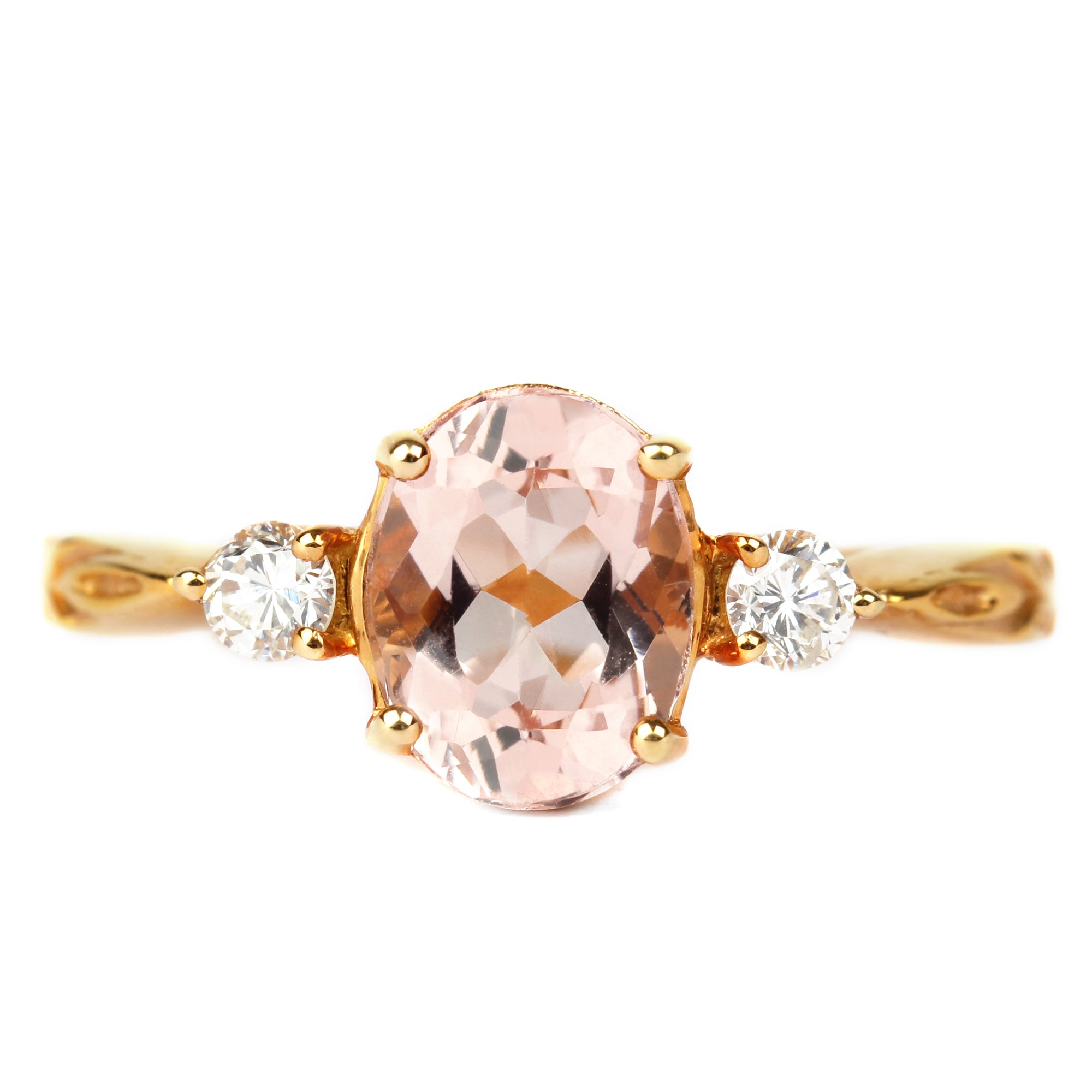 Rosec Jewels-Solitaire Engagement Ring with Oval Morganite and Diamond