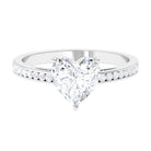 Rosec Jewels-2.5 CT Heart Moissanite Solitaire Ring with Channel Set Side Stones