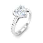 Rosec Jewels-2.5 CT Heart Moissanite Solitaire Ring with Channel Set Side Stones