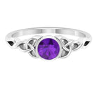 Rosec Jewels-5 MM Round Shape Amethyst Solitaire Ring in Bezel Setting with Celtic Shank