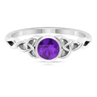 Rosec Jewels-5 MM Round Shape Amethyst Solitaire Ring in Bezel Setting with Celtic Shank