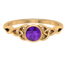 Rosec Jewels-5 MM Round Shape Amethyst Solitaire Ring in Bezel Setting with Celtic Shank