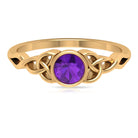 Rosec Jewels-5 MM Round Shape Amethyst Solitaire Ring in Bezel Setting with Celtic Shank