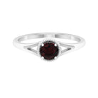 Rosec Jewels-Split Shank Garnet Solitaire Ring with Rope Frame