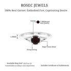 Rosec Jewels-Split Shank Garnet Solitaire Ring with Rope Frame