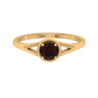 Rosec Jewels-Split Shank Garnet Solitaire Ring with Rope Frame