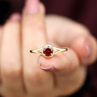 Rosec Jewels-Split Shank Garnet Solitaire Ring with Rope Frame