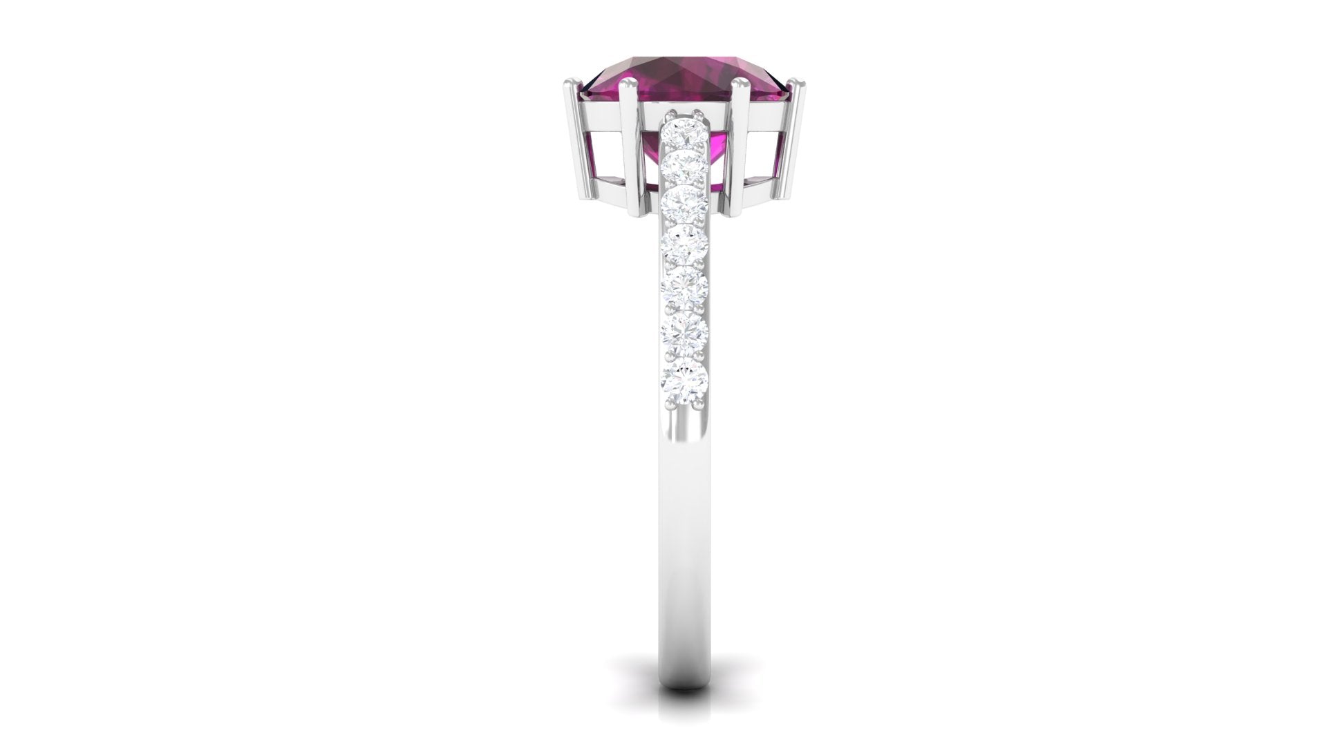 Rosec Jewels-2.75 CT Genuine Rhodolite Engagement Ring with Moissanite Stones