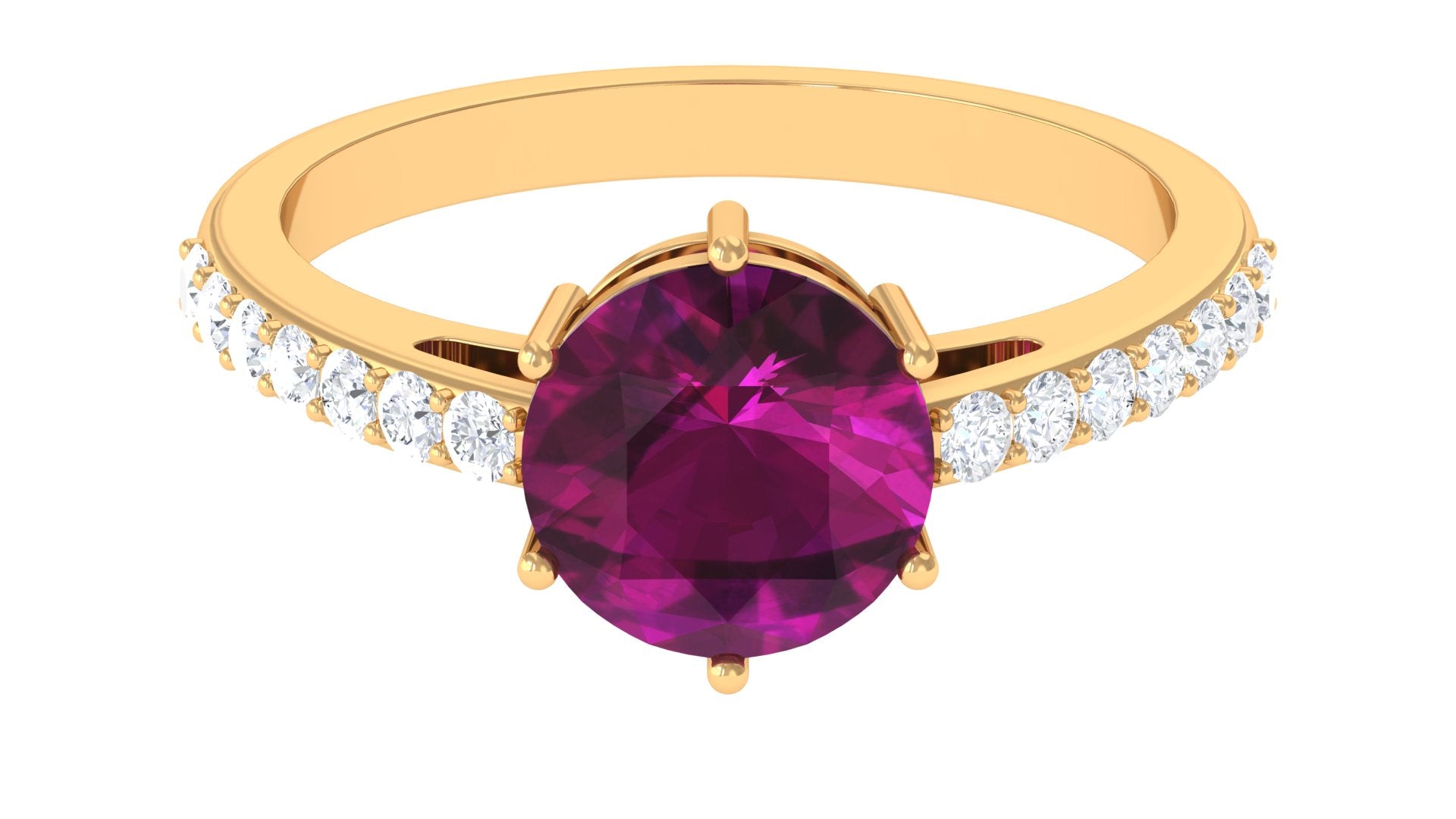 Rosec Jewels-2.75 CT Genuine Rhodolite Engagement Ring with Moissanite Stones