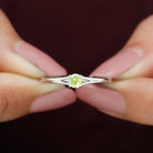 Rosec Jewels-Minimal Peridot Solitaire Promise Ring in Split Shank