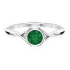 Rosec Jewels-5 MM Round Cut Solitaire Emerald Ring in Bezel Setting with Crossover Shank