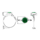 Rosec Jewels-5 MM Round Cut Solitaire Emerald Ring in Bezel Setting with Crossover Shank