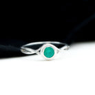 Rosec Jewels-5 MM Round Cut Solitaire Emerald Ring in Bezel Setting with Crossover Shank