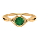 Rosec Jewels-5 MM Round Cut Solitaire Emerald Ring in Bezel Setting with Crossover Shank